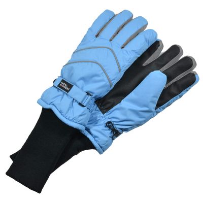 SnowStoppers Kid's Waterproof Long Cuff Winter Gloves (Sky Blue, Small)