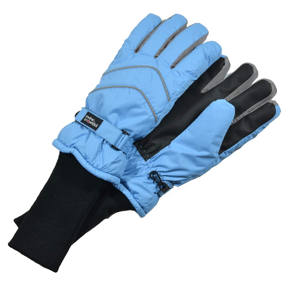 SnowStoppers Kid's Waterproof Long Cuff Winter Gloves (Sky Blue, Small)