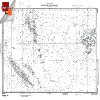 Paradise Cay Publications NGA Chart 82030: New Caledonia to Fiji is and Vanuatu, Approx. Size 21" x 31" (Small Format Waterproof)