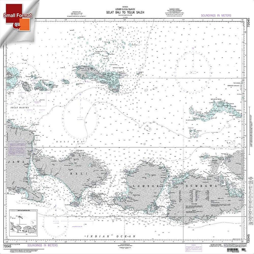 Paradise Cay Publications NGA Chart 72045: Selat Bali to Tembuk Saleh, Approx. Size 21" x 30" (Small Format Waterproof)