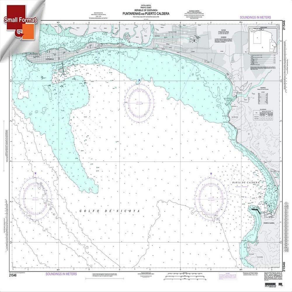 Paradise Cay Publications NGA Chart 21546: Puntarenas and Puerto Caldera, Approx. Size 21" x 27" (Small Format Waterproof)