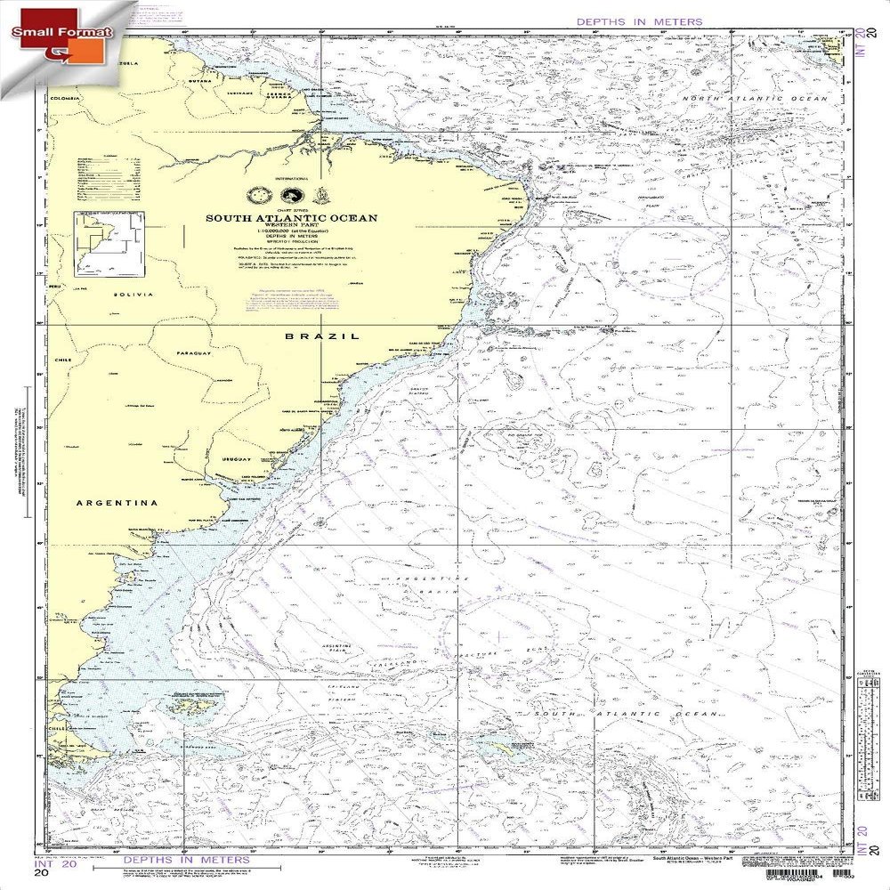 Paradise Cay Publications NGA Chart 20: Coast of South America, Approx. Size 21" x 31" (Small Format Waterproof)
