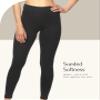 Felina Women's Sueded Athletic Leggings, Slimming Waistband Black view 3