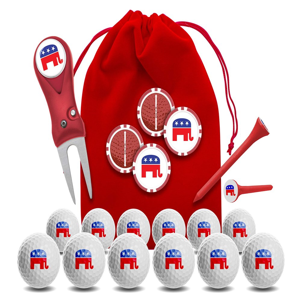 Clip Wipes Republican Golf Balls | Republican Golf Gifts & Accessories Package #6 (Seal-Red)