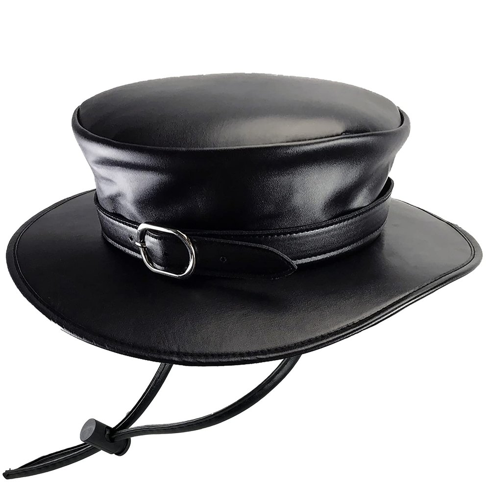 Absolute Vibe Steampunk Plague Doctor Halloween Costume PU Leather Black Wide Brim Magician Dress Up Party Hat (S)