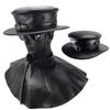 Absolute Vibe Steampunk Plague Doctor Halloween Costume PU Leather Black Wide Brim Magician Dress Up Party Hat (S) view 2