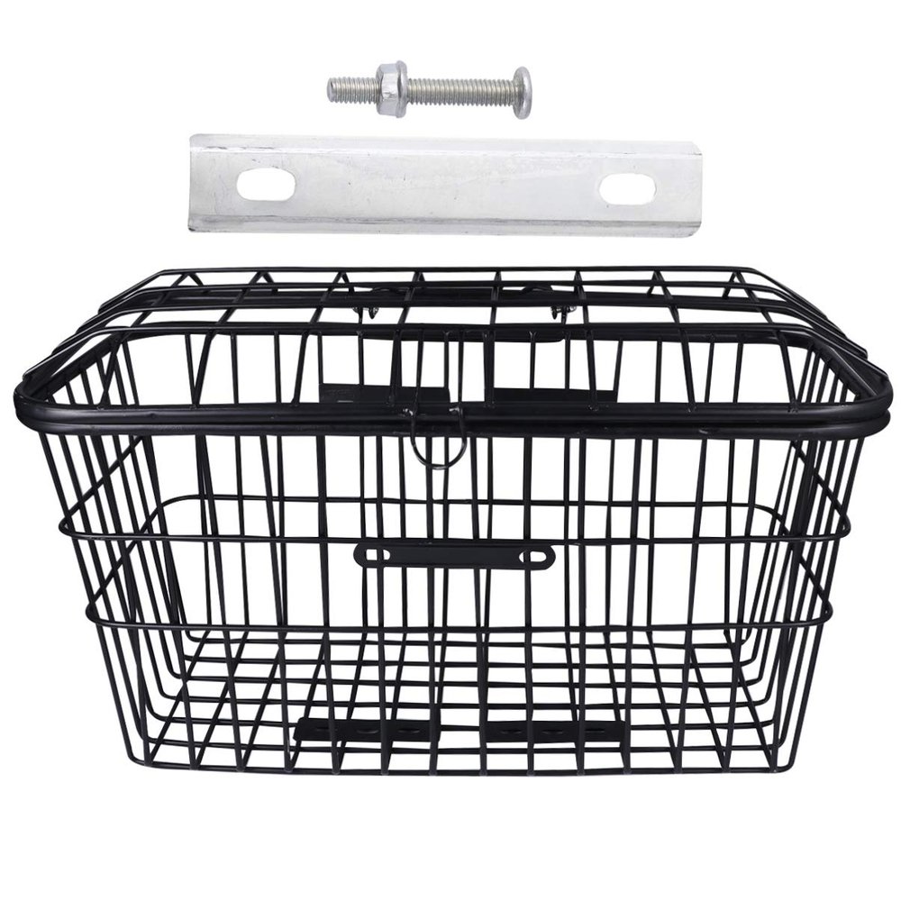 Garneck Metal Wire Bicycle Basket with lid Bicycle Bag Cargo Rack Bike Frame Basket for Mountain Road Bike