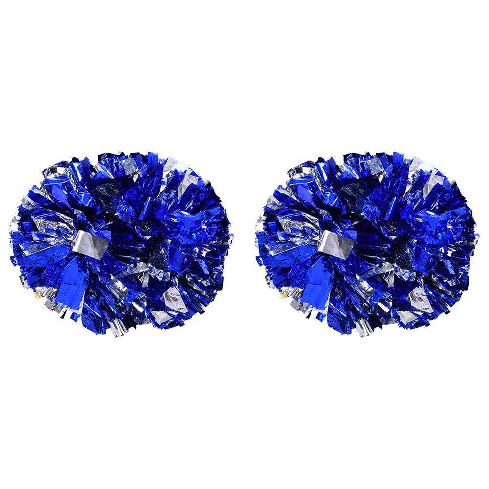 Cheerleader Pom Poms Cheerleading Pom Poms for Cheer Sport Kids Adults Plastic Ring (Blue)