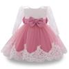 MYRISAM Baby Girls Long Sleeve Lace Dresses Princess 1st Birthday Bowknot Wedding Pageant Christening Baptism Tutu Gown Dusty Rose 6-9M view 2