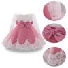MYRISAM Baby Girls Long Sleeve Lace Dresses Princess 1st Birthday Bowknot Wedding Pageant Christening Baptism Tutu Gown Dusty Rose 6-9M view 4