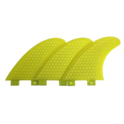 TOPWAYS Fiberglass Reinforced + Honeycomb Surfboard Fins (3), Tri/Thruster Fins Set FCS G5 G7 Style (Yellow, G3)