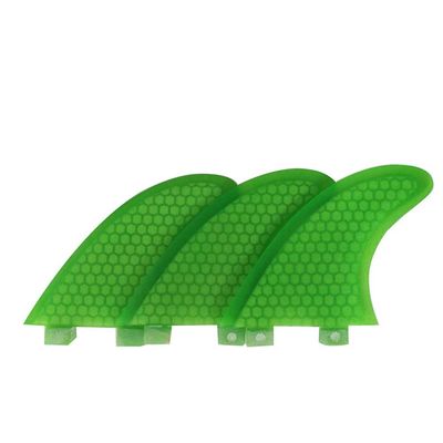 TOPWAYS Fiberglass Reinforced + Honeycomb Surfboard Fins (3), Tri/Thruster Fins Set FCS G5 G7 Style Surfboard Fins (Green, G5)