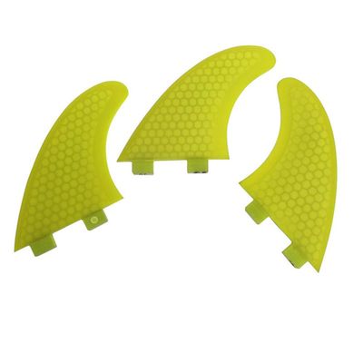 TOPWAYS Fiberglass Reinforced + Honeycomb Surfboard Fins (3), Tri/Thruster Fins Set FCS G5 G7 Style Surfboard Fins (Yellow, G7)