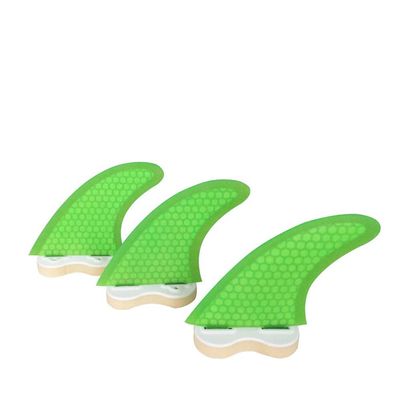 TOPWAYS Fiberglass Reinforced + Honeycomb Surfboard Fins (3), Tri/Thruster Fins Set FCS G5 G7 Style Surfboard Fins (Green, G3)