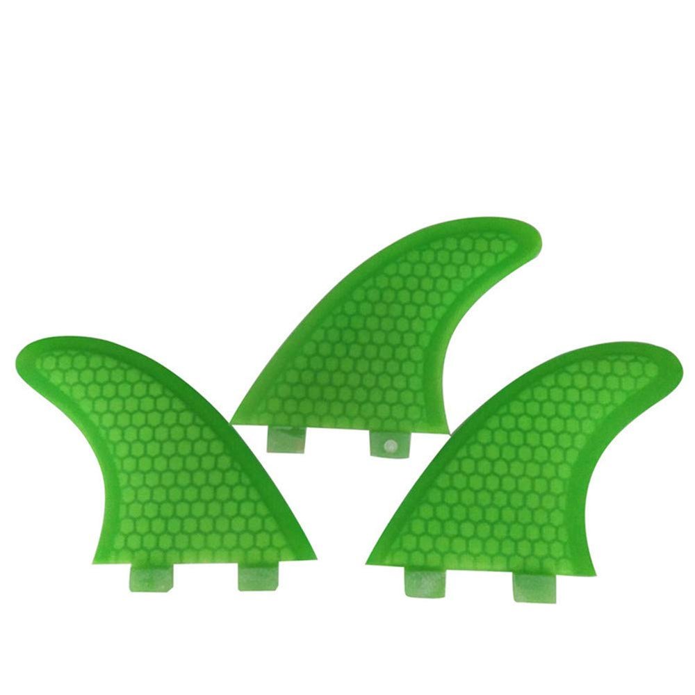 TOPWAYS Fiberglass Reinforced + Honeycomb Surfboard Fins (3), Tri/Thruster Fins Set (FCS G5 G7 Style) Surfboard Fins (Green, G7)