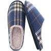 COFACE Mens Blue Flano Plaid Cozy Memory Foam scuff Slippers Slip On Warm House Shoes Indoor/Outdoor With Best Arch Support Size 13 view 3