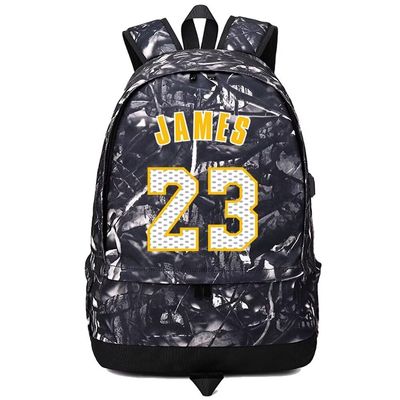 Basketball J-ames Ball Storage Backpack Sports Equipment Depositary Multifunctional Bag For Men Women (Grey Pattern 6)