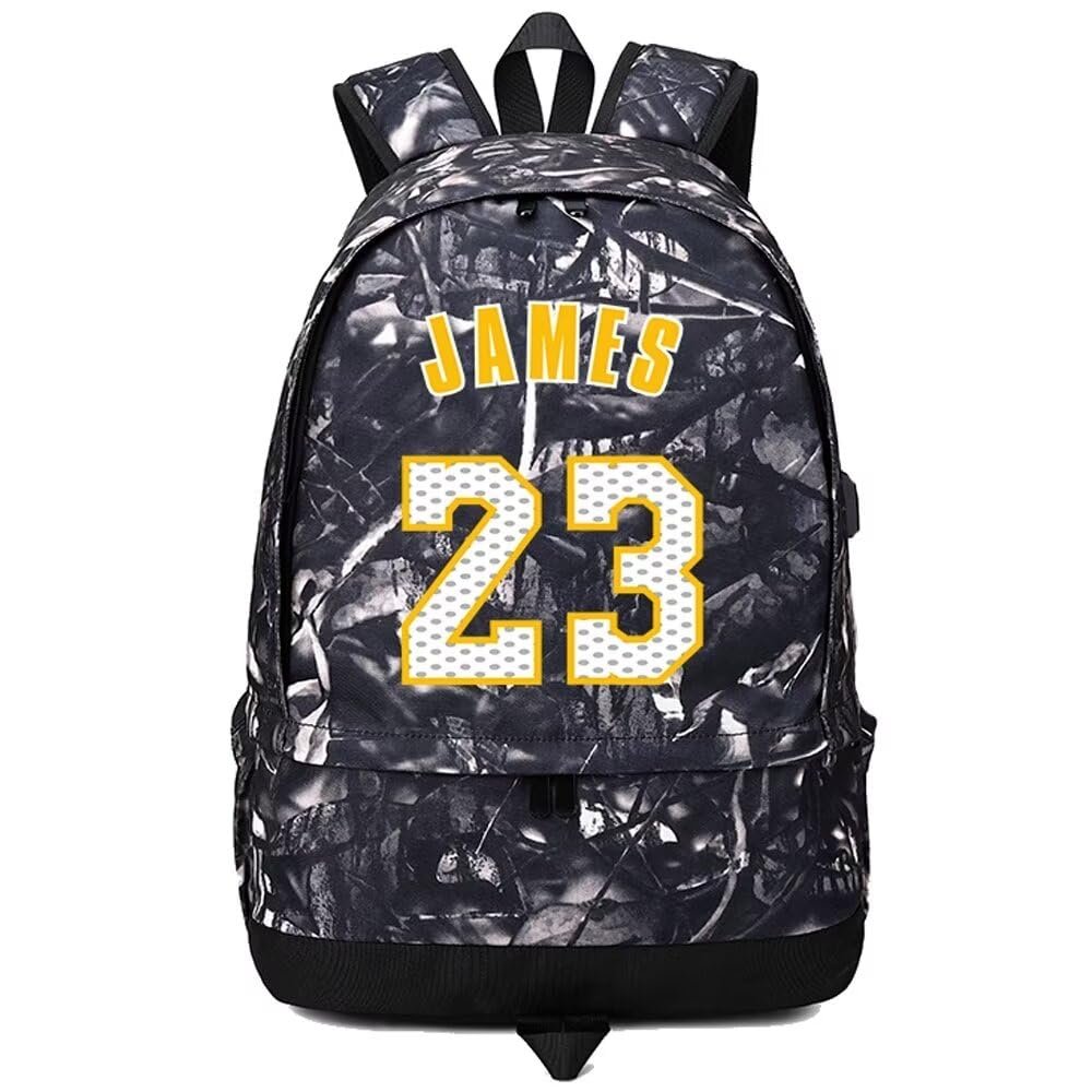 Basketball J-ames Ball Storage Backpack Sports Equipment Depositary Multifunctional Bag For Men Women (Grey Pattern 6)