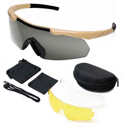 SPOSUNE Shooting Glasses Men with Case, Impact Resistant Tactical Airsoft Safety Glasses with 3 Lenses for Men Women - Military Eyewear for Hunting Cycling