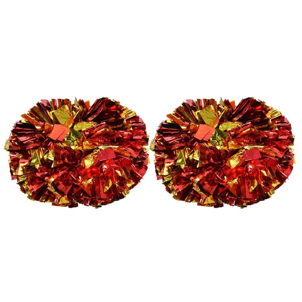SUNGOOYUE Cheerleader Pom Poms Cheerleading Pom Poms for Cheer Sport Kids Adults Plastic Ring Pom Poms (Red+Gold)