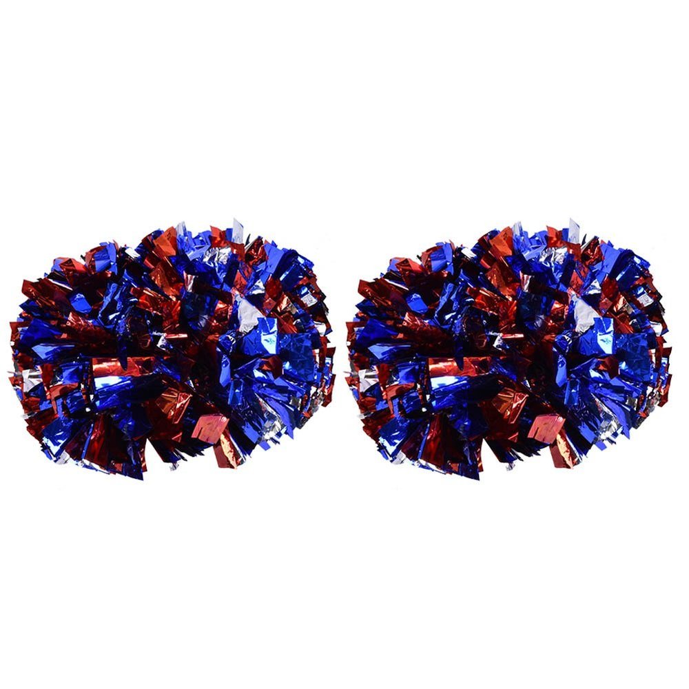 Cheerleader Pom Poms Cheerleading Pom Poms for Cheer Sport Kids Adults Plastic Ring (Blue+Red)