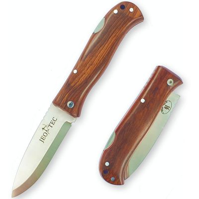 JEO-TEC N16 Pocket Folding Knife for Bushcraft Survival Camping Hunting Fishing Outdoor, Stainless Steel Sandvik 14C28N Scandi Blade, Handmade