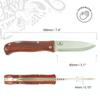 JEO-TEC N16 Pocket Folding Knife for Bushcraft Survival Camping Hunting Fishing Outdoor, Stainless Steel Sandvik 14C28N Scandi Blade, Handmade view 3