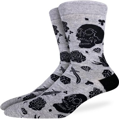 Good Luck Sock Men's Skulls Halloween Socks, Adult, Shoe Size 7-12