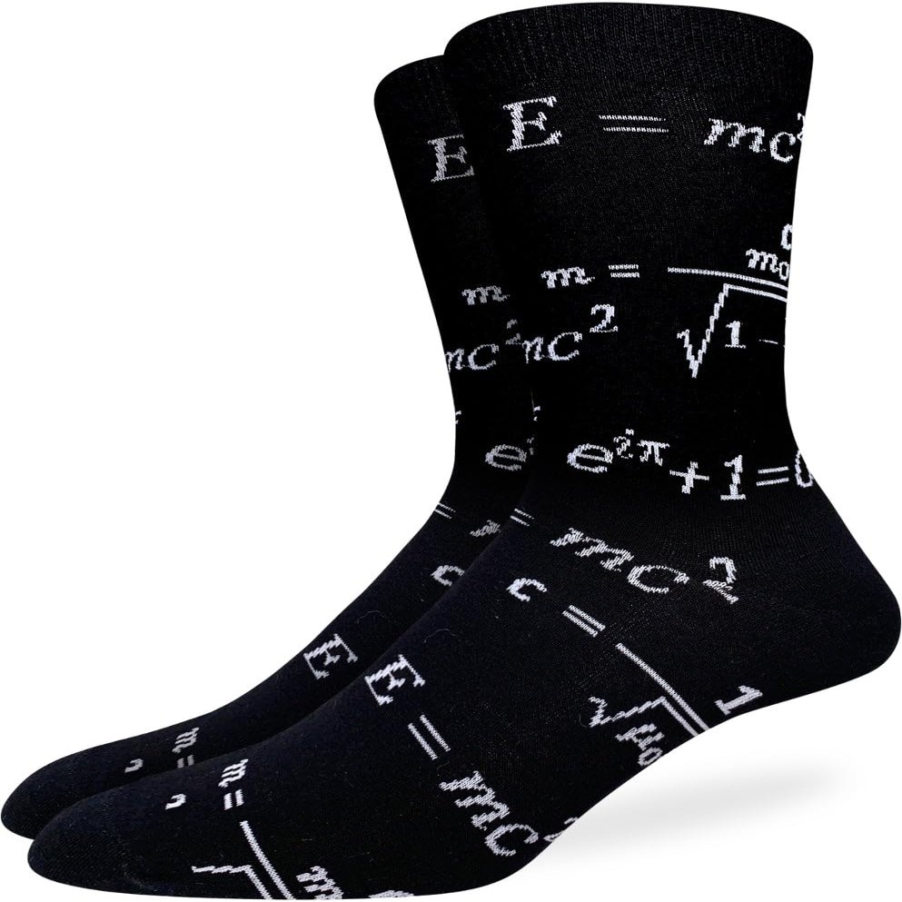 Good Luck Sock Men's Math Equations Socks, Adult, Shoe Size 7-12