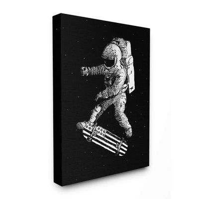 Stupell Industries Space Skateboard Skating Astronaut USA Flag Board, Designed by Robert Farkas Wall Art, 16 x 20, Canvas