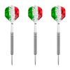 Designa 22g 90% Tungsten, Italy Italian Flag Red White & Green Patriot X Steel Tip Dart Set, Flights & Shafts Included (2 Sets Each), w/Travel Case, 22 Grams view 3