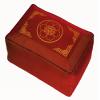 Boon Decor Rectangular Zafu Seat Meditation Cushion Buckwheat and Kapok Fill - Silkscreen Sacred Symbols (Dharma Wheel Saffron) view 1
