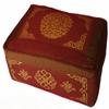Boon Decor Rectangular Zafu Seat Meditation Cushion Buckwheat and Kapok Fill - Silkscreen Sacred Symbols (Longevity Saffron) view 1