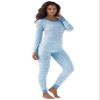 Comfort Choice Plus Size Thermal Crewneck Long-Sleeve Top - M, Pastel Blue Animal view 1