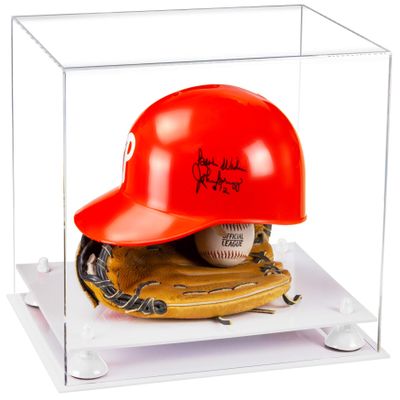 Better Display Cases Versatile Clear Acrylic Display Case - Large Rectangle Box with White Risers and White Base 14.5" x 11" x 12" (V44)