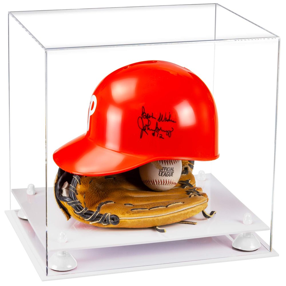 Better Display Cases Versatile Clear Acrylic Display Case - Large Rectangle Box with White Risers and White Base 14.5" x 11" x 12" (V44)