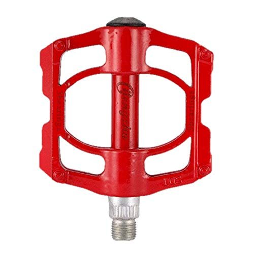 Qiwang A Pair of Aluminum Alloy Bicycle Pedals Mountain Bike Pedal Bicycle Pedal Anti-Skid Pedal Modified Accessories, Three-Bearing Aluminum Alloy Pedal (red)