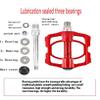 Qiwang A Pair of Aluminum Alloy Bicycle Pedals Mountain Bike Pedal Bicycle Pedal Anti-Skid Pedal Modified Accessories, Three-Bearing Aluminum Alloy Pedal (red) view 2