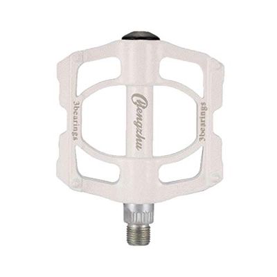 Qiwang A Pair of Aluminum Alloy Bicycle Pedals Mountain Bike Pedal Bicycle Pedal Anti-Skid Pedal Modified Accessories, Three-Bearing Aluminum Alloy Pedal (White)