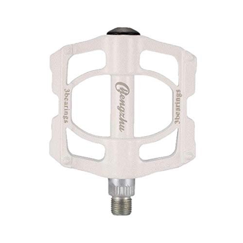 Qiwang A Pair of Aluminum Alloy Bicycle Pedals Mountain Bike Pedal Bicycle Pedal Anti-Skid Pedal Modified Accessories, Three-Bearing Aluminum Alloy Pedal (White)