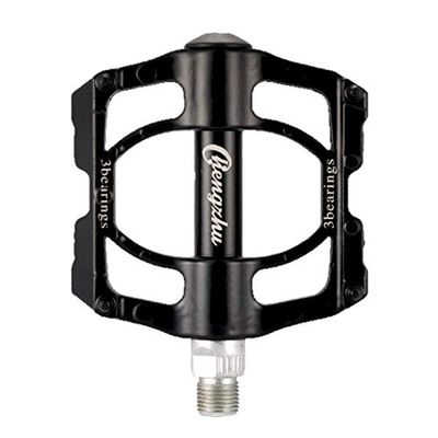 Qiwang A Pair of Aluminum Alloy Bicycle Pedals Mountain Bike Pedal Bicycle Pedal Anti-Skid Pedal Modified Accessories, Three-Bearing Aluminum Alloy Pedal (Black)