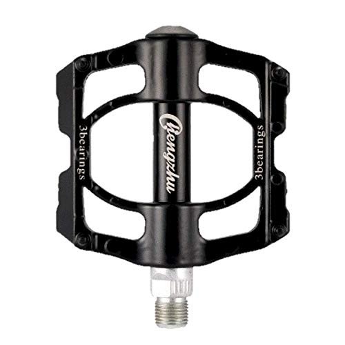 Qiwang A Pair of Aluminum Alloy Bicycle Pedals Mountain Bike Pedal Bicycle Pedal Anti-Skid Pedal Modified Accessories, Three-Bearing Aluminum Alloy Pedal (Black)