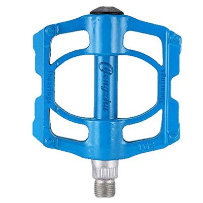 Qiwang A Pair of Aluminum Alloy Bicycle Pedals Mountain Bike Pedal Bicycle Pedal Anti-Skid Pedal Modified Accessories, Three-Bearing Aluminum Alloy Pedal (Blue)