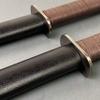 Fantasy Dual Samurai Swords Katanas with Back Carry Faux Leather Holder Sheath Frog. for Cosplay, Gifts, Collection, Outdoor Practice Swing view 4