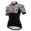 PSPORT Leopard Womens Cycling Jersey Short Sleeve Road Bike Shirts Ladies Bicycle Tops Biking Shirt for Woman with Pockets view 1