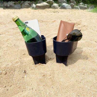 Home Queen Beach Cup Holder, Keep Drinks Stable and Out of Sand, Navy