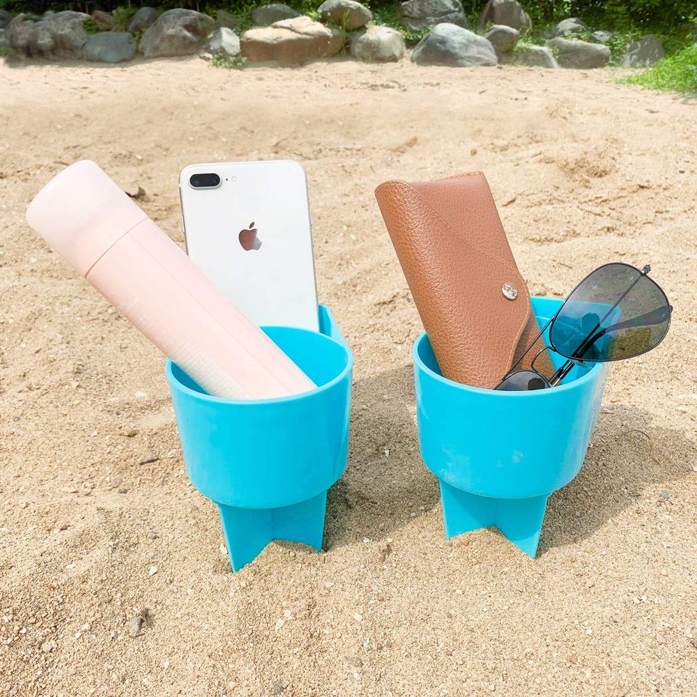 Home Queen Beach Cup Holder, Keep Drinks Stable and Out of Sand, Blue