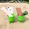 Home Queen Beach Cup Holder with Pocket, Multi-Functional Sand Cup Holder for Beverage Phone Sunglasses Key, Beach Accessory Drink Sand Coaster, 2-Pack, Green view 1