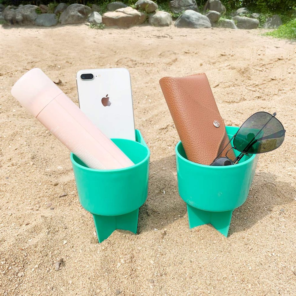 Home Queen Beach Cup Holder, Keep Drinks Stable and Out of Sand, Teal