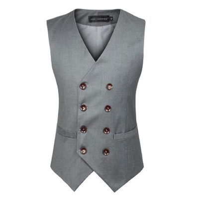 Men's Gentleman Top Design Casual Waistcoat Business Suit Vest Gray